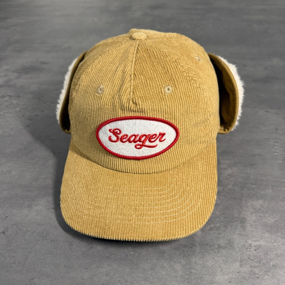 Seager Grit Company Trapper Hat‎ Mens Tan Corduroy Sherpa Lined Ear Flapjack Cap